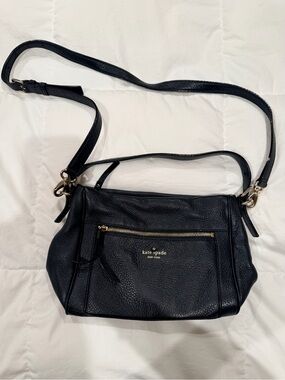 kate spade Black Pebbled Leather Crossbody with Gold Hardware